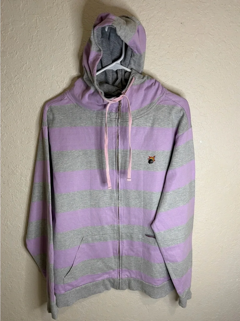 The Hundreds Men’s Hoodie plaid Gray Purple Full Size Large Hooded